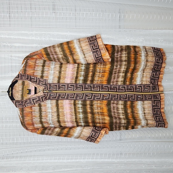 Prestige Original Greek Key100% Linen Shorts & Zip Front Short Sleeve Set Sz3XL - Picture 10 of 16